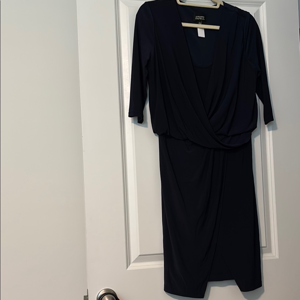 Adrianna Papell Black Sheath Dress with V Neck